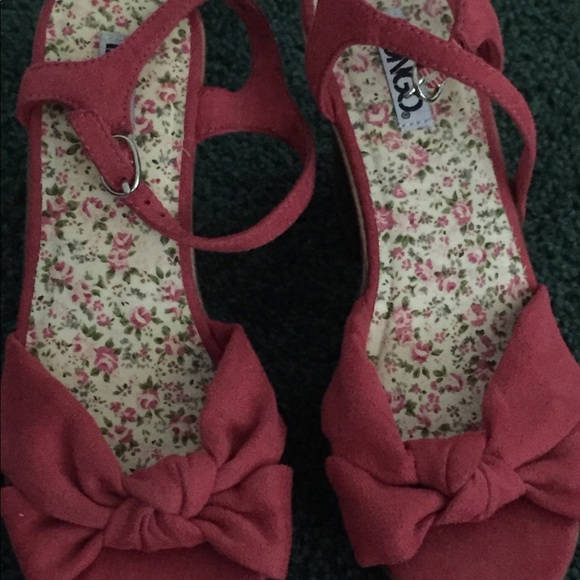 Worn once Bongo lace up red heels. - Picture 1 of 4